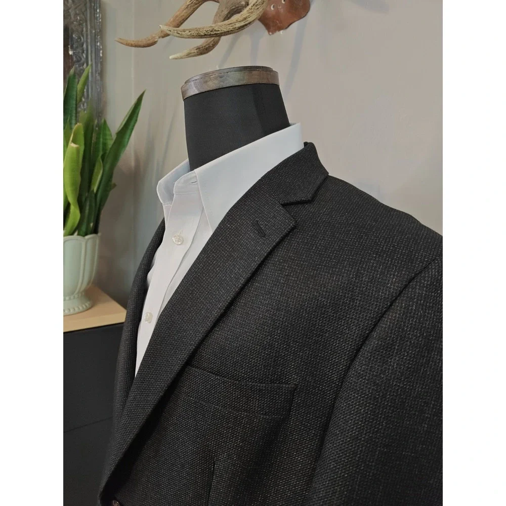 Chaps Mens Blazer Sports Coat 42R Charcoal Gray 2 Button Single Breasted Regular